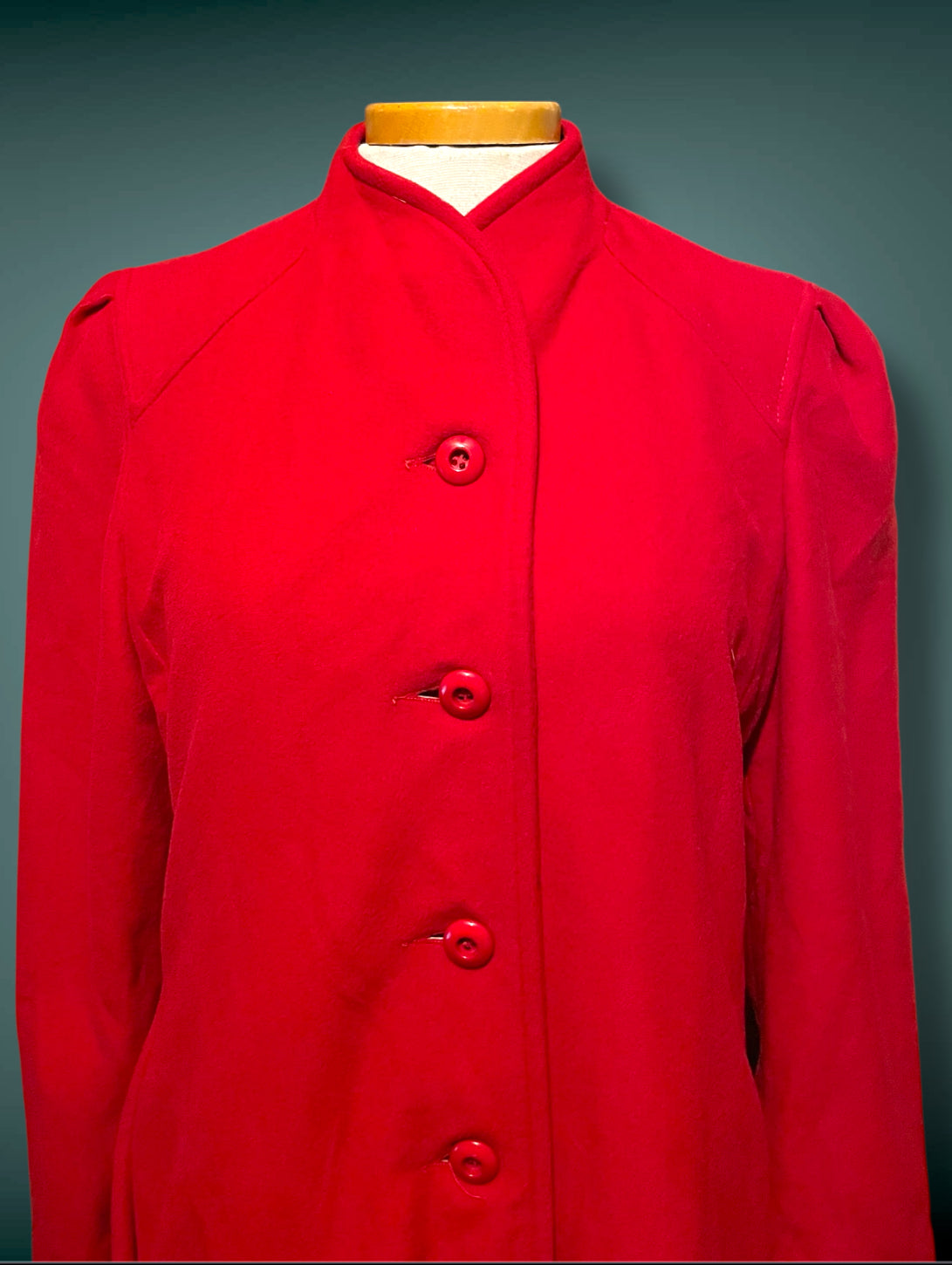 1960’s Red Faux Cashmere Long Wellington Overcoat