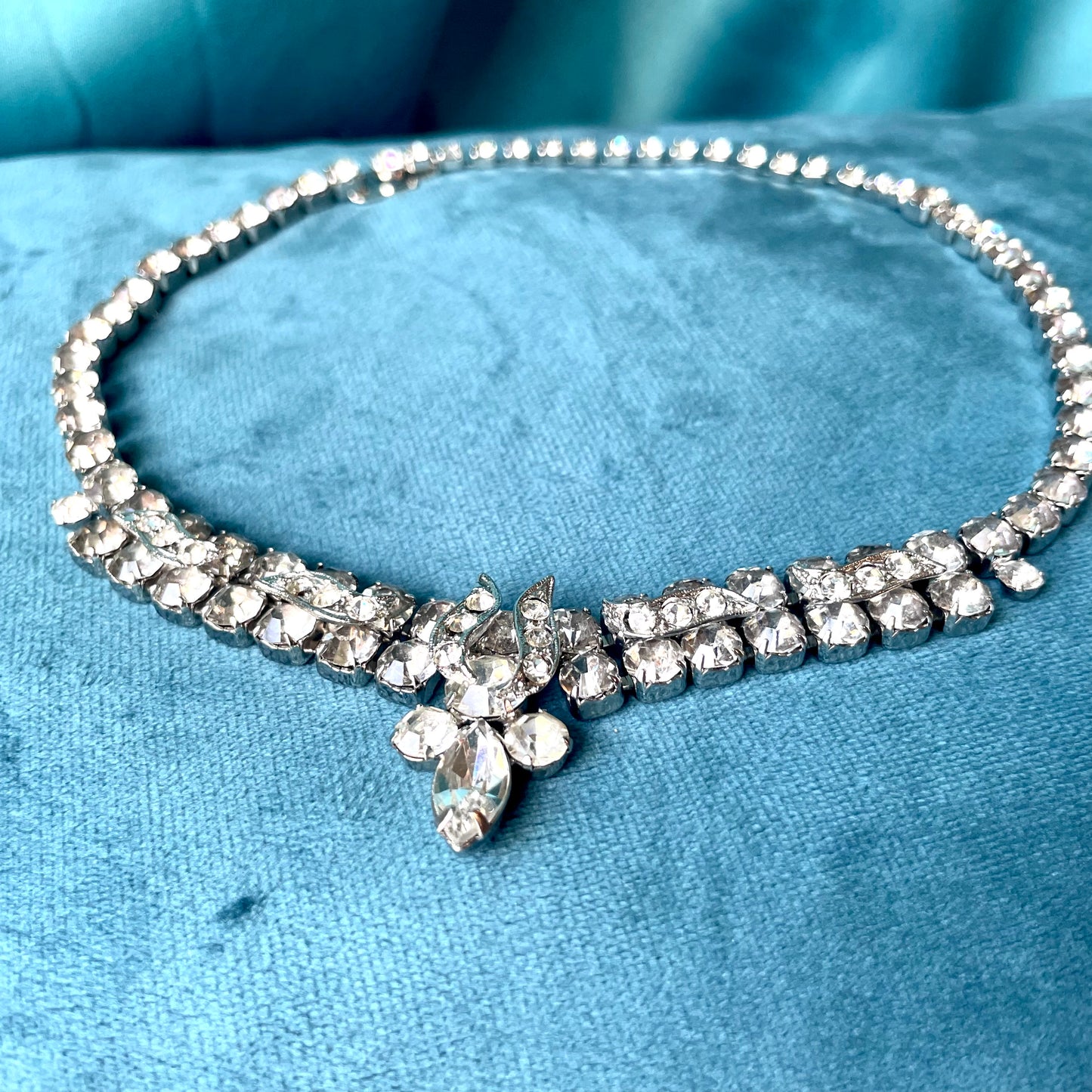 Weiss Designer Crystal Rhinestone Choker Necklace & Kramer Earrings Set