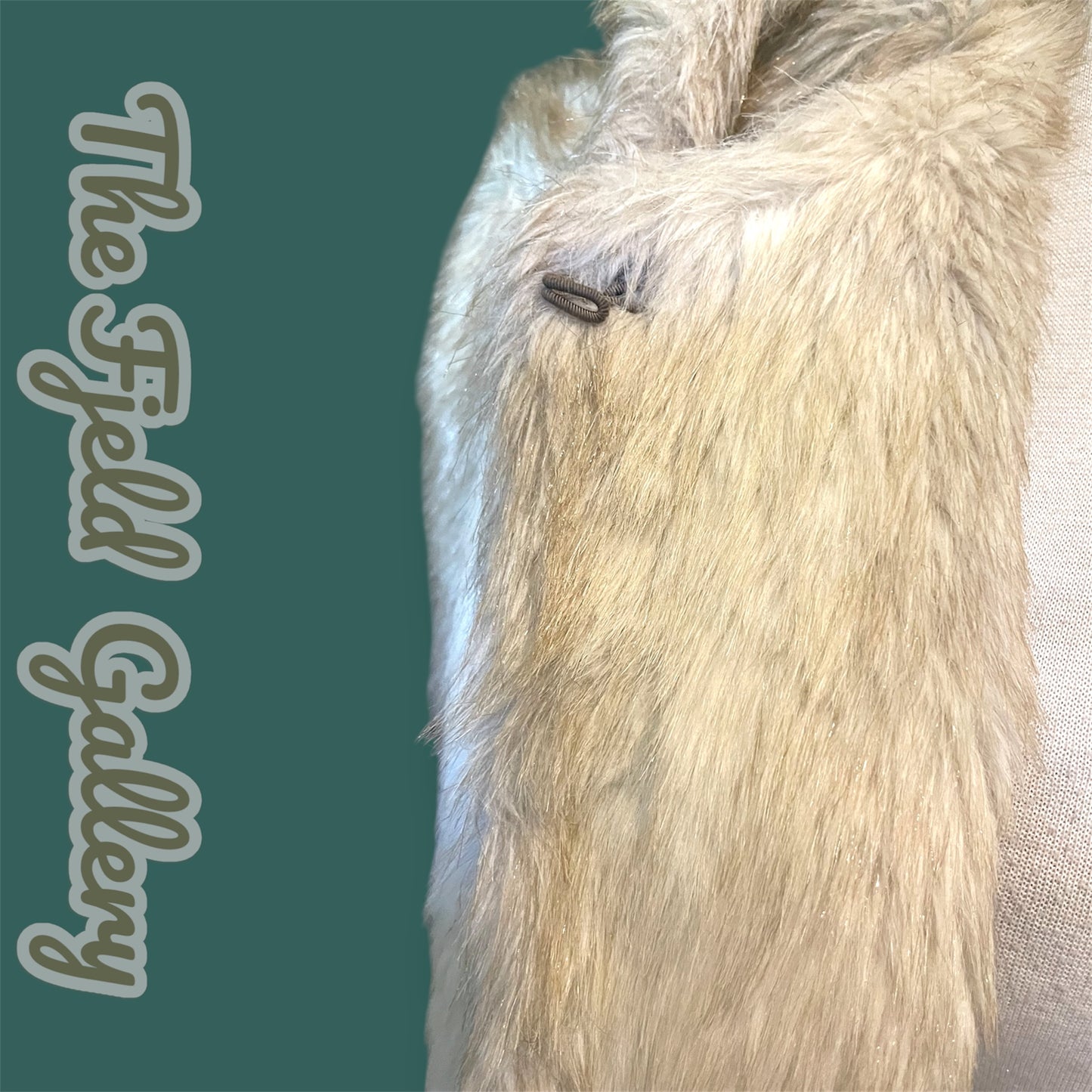 1960 Beige & Ivory Faux Fur Long Overcoat w/ Attached Fur Scarf