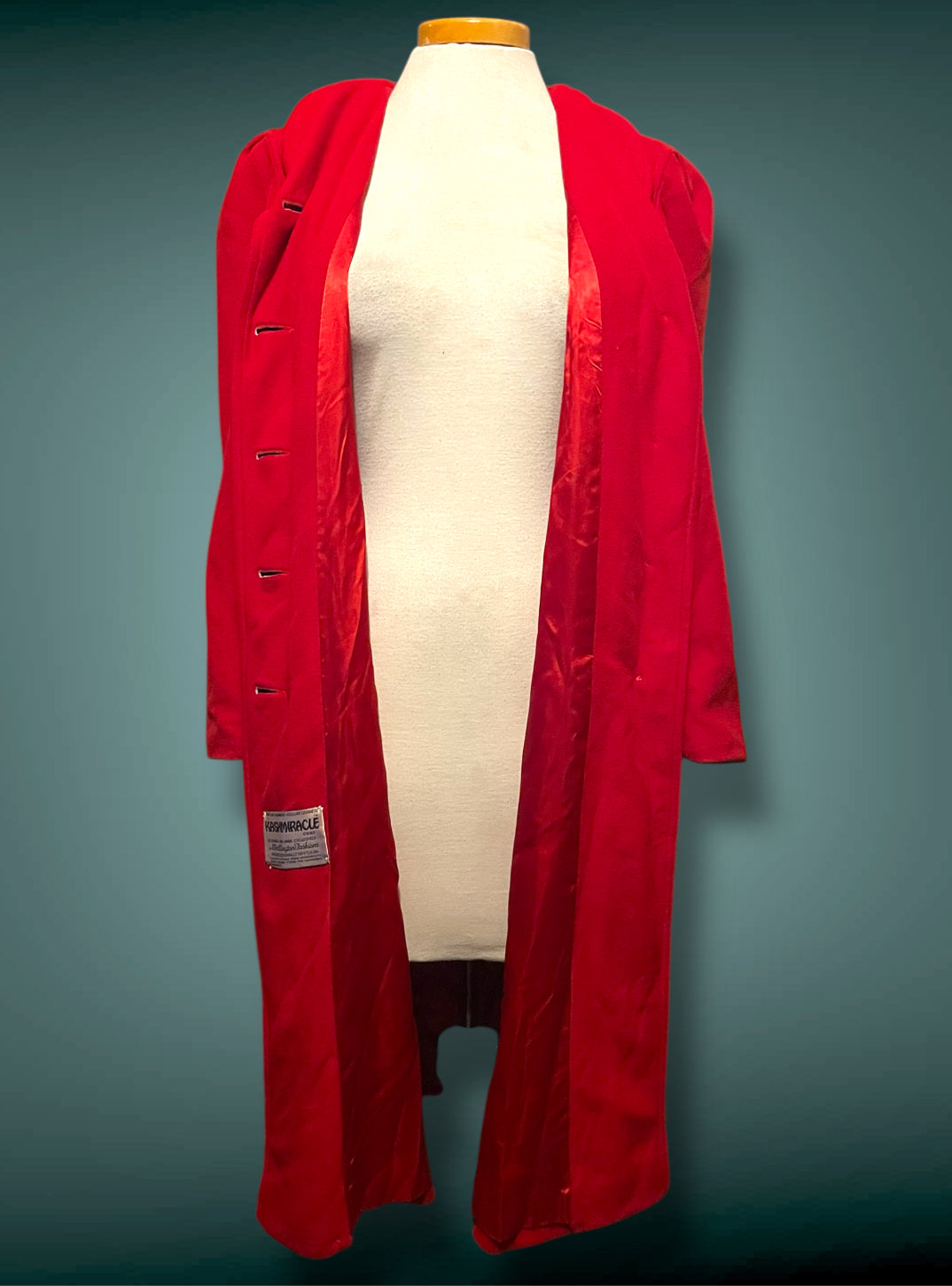 1960’s Red Faux Cashmere Long Wellington Overcoat