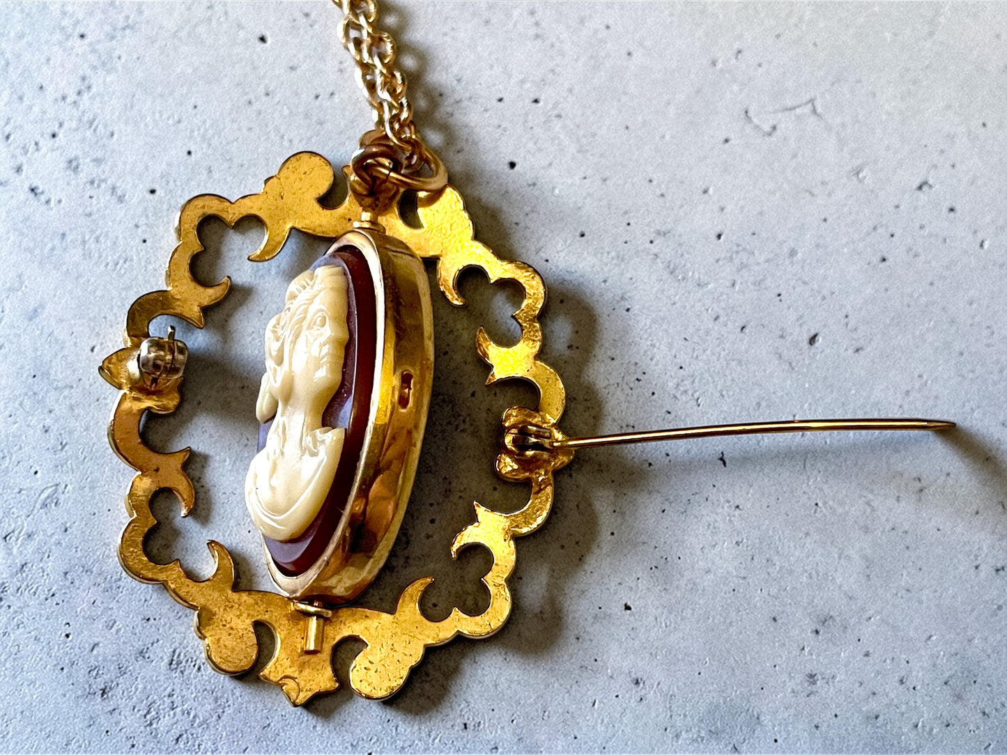 Victorian Spinning Cameo Photo Frame Pendant Necklace