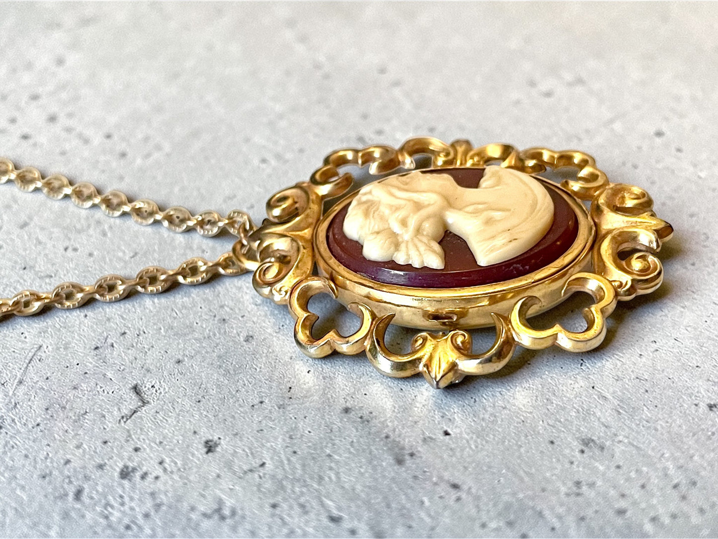 Victorian Spinning Cameo Photo Frame Pendant Necklace