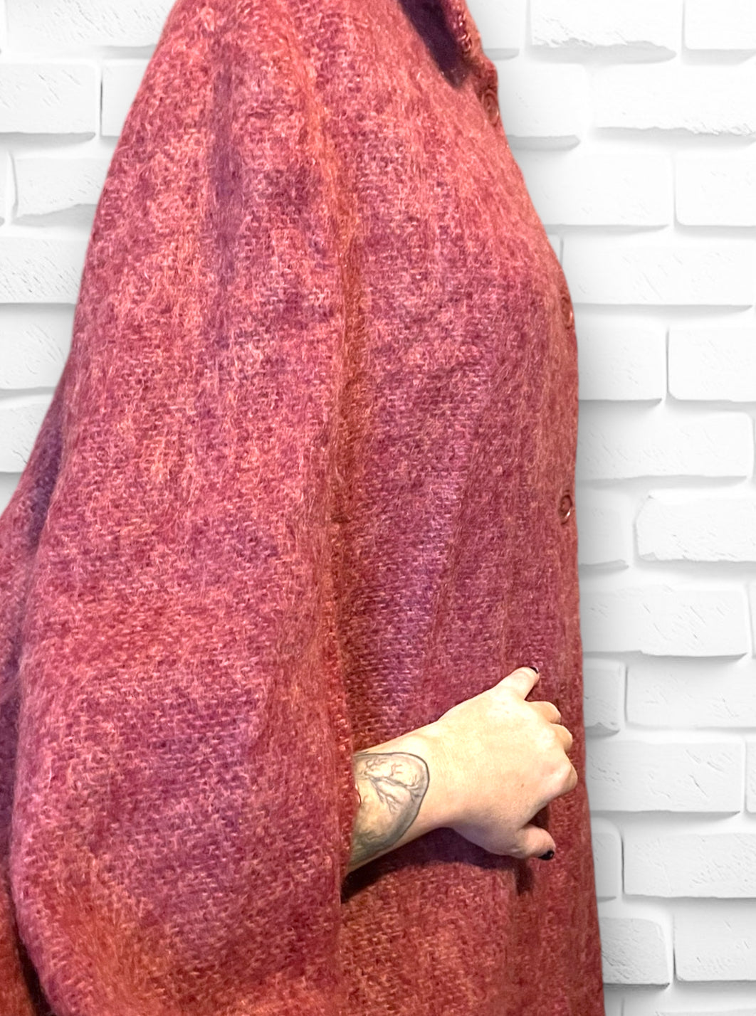 1960’s Mohair Red Pink Button Up Cape