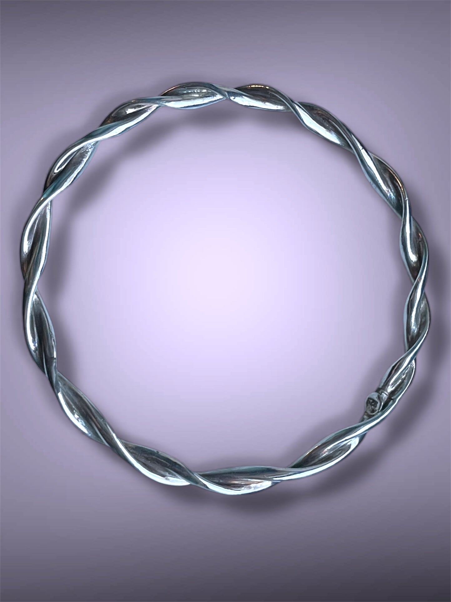 Vintage Mod Century Modern Solid Sterling Silver Twisted Bangle Bracelet
