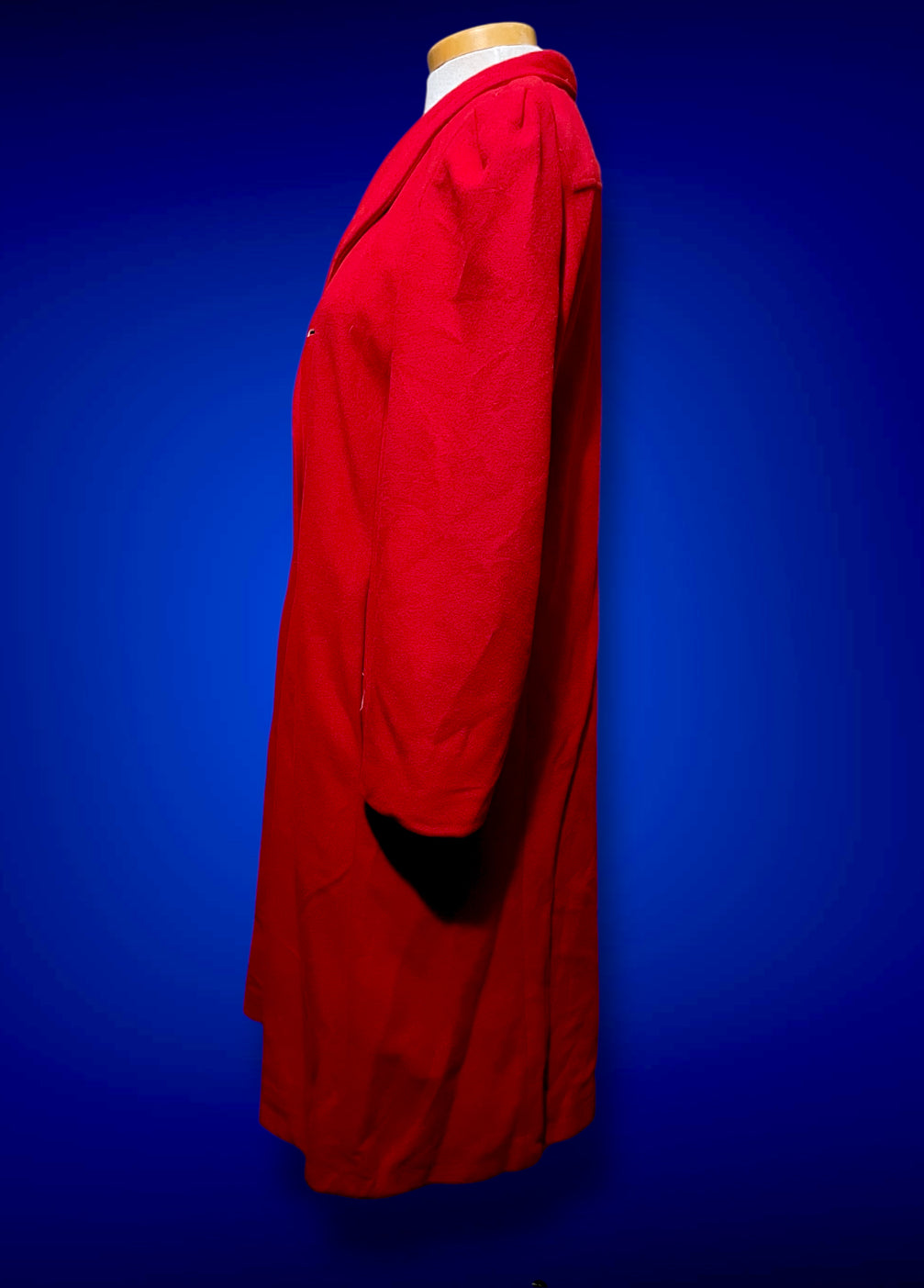 1960’s Red Faux Cashmere Long Wellington Overcoat