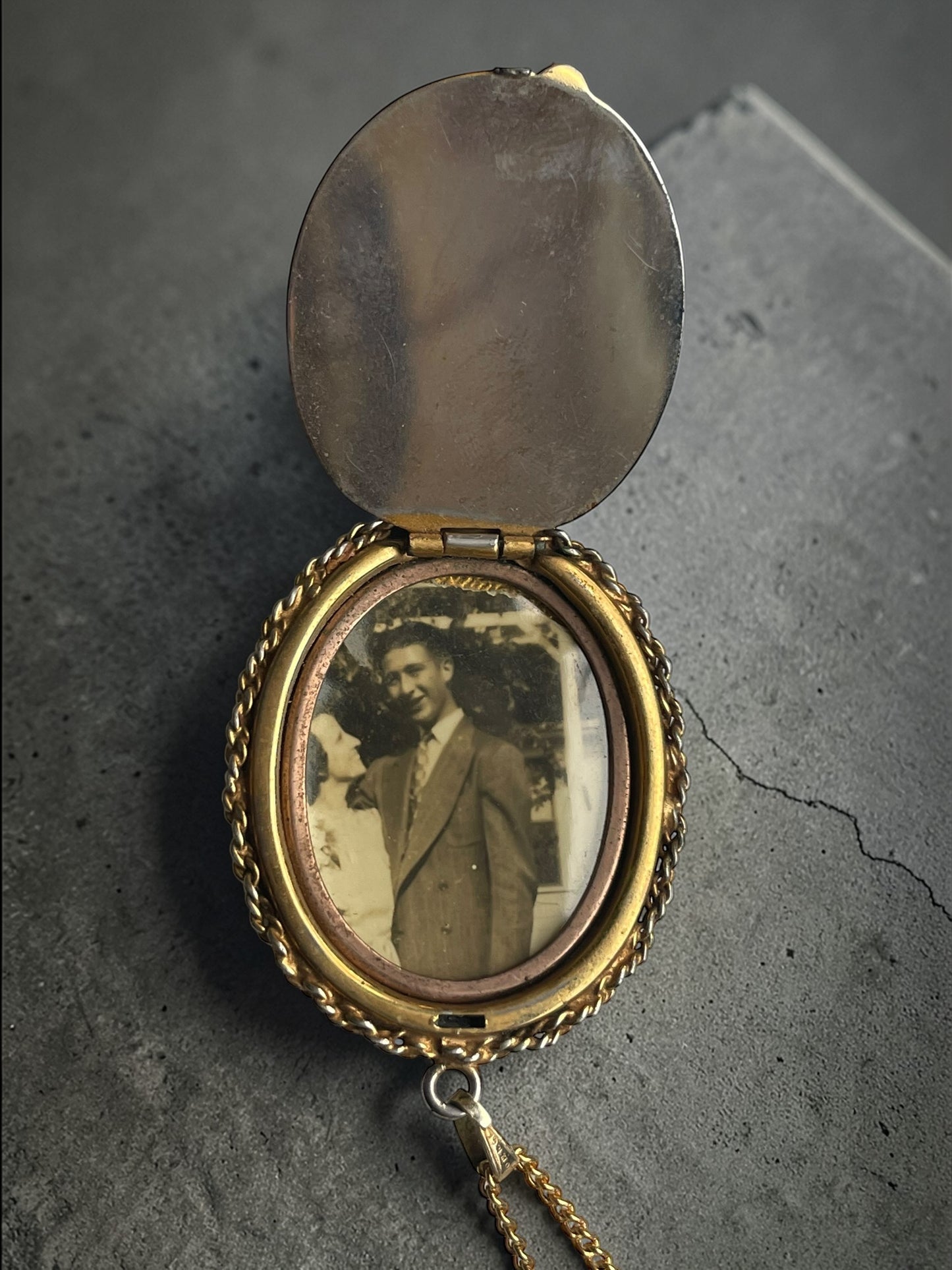 Incredible Victorian Black & White Porcelain Courting Couple Locket Necklace