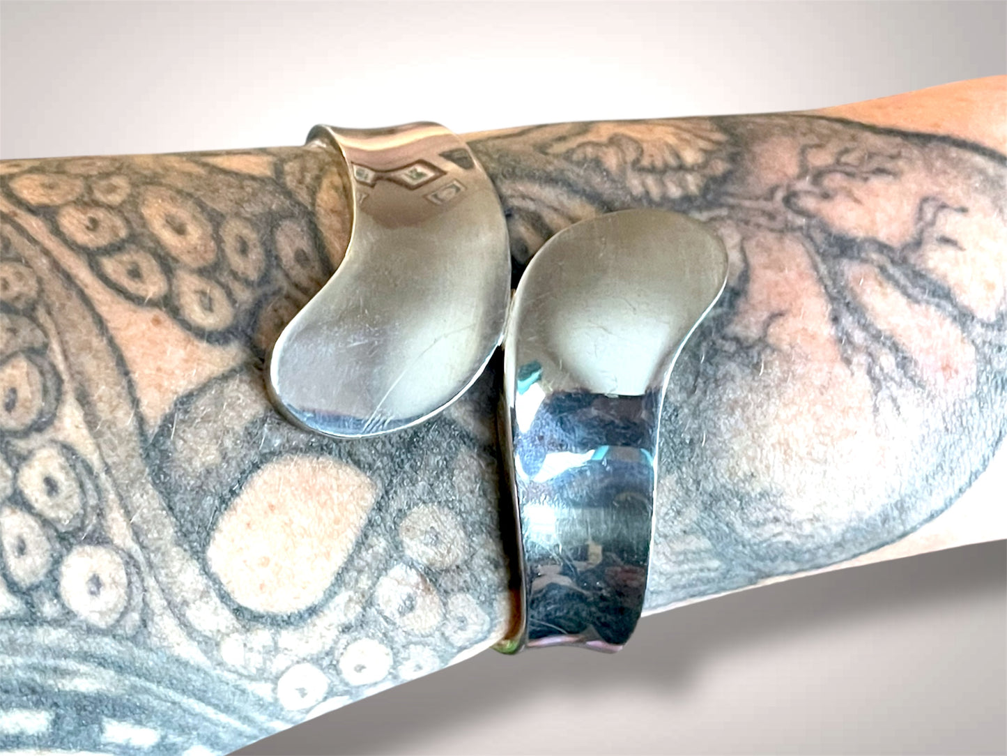 Vintage Minimalist Solid Sterling Silver Bypass Cuff Bracelet