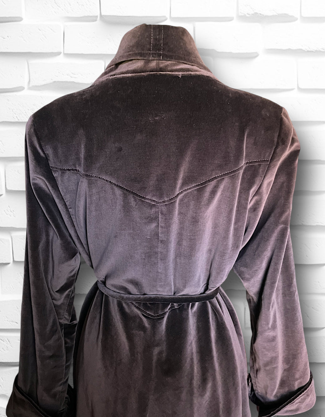 Vintage 1960’s Brown Velvet Robe Style Babydoll Long Overcoat