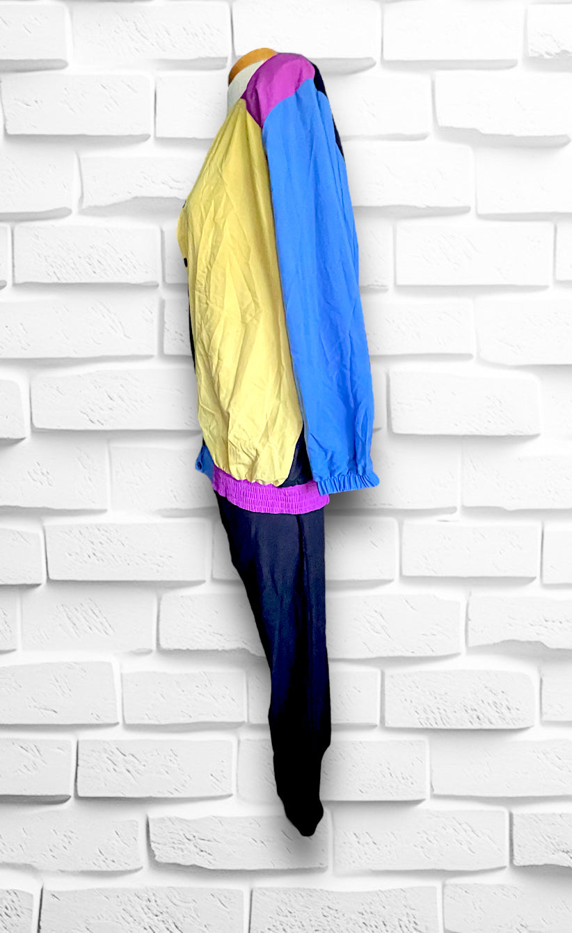 1980’s Color Block Magenta, Yellow, Blue & Black 3 Piece Outfit Set