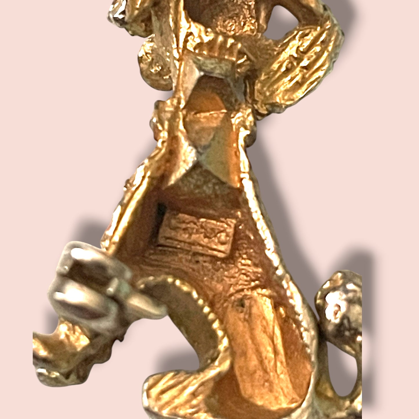 Adorable Designer Gold Poodle with Red Crystal Eyes & Crystal Collar Brooch