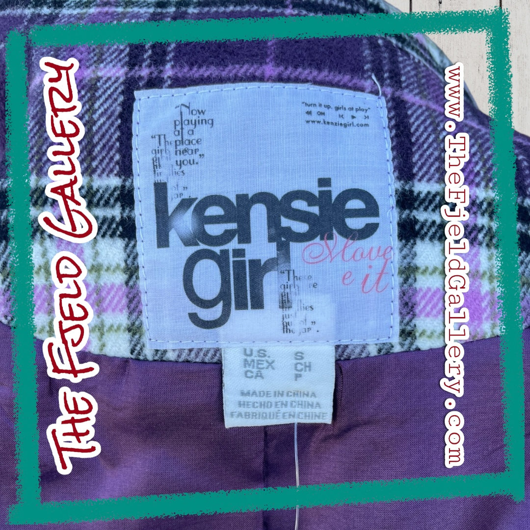 Vintage Early 00’s Purple, Pink & Green Plaid Kensie Girl 3/4 Coat
