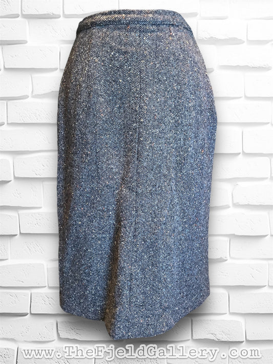 Vintage 1960’s Grey & Rainbow Speckled Wool A-Line Pencil Skirt