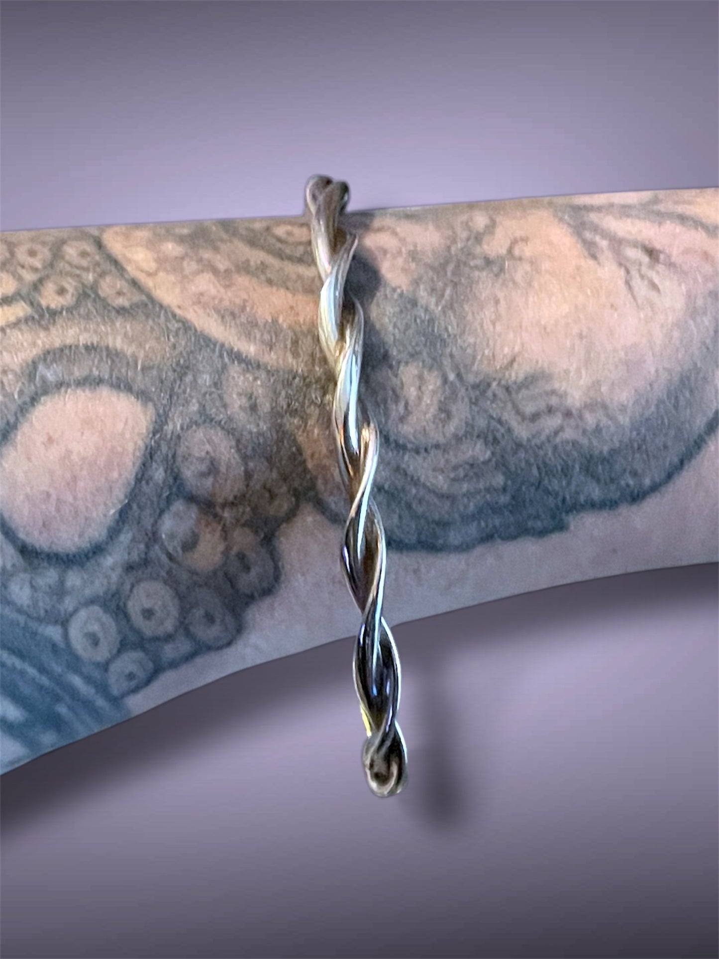 Vintage Mod Century Modern Solid Sterling Silver Twisted Bangle Bracelet