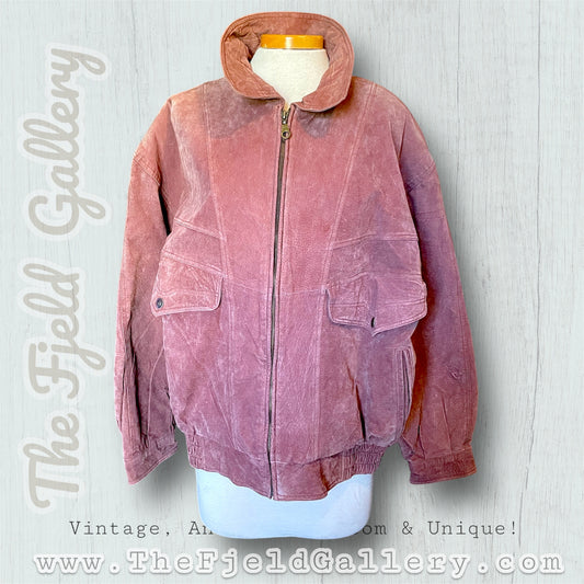1990 Cognac Brown Suede Leather Gitano 2X Large Oversized Bomber Jacket