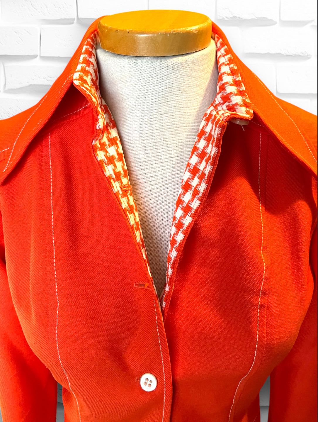 1960’s Judy Wayne Bright Orange & White Plaid Jacket