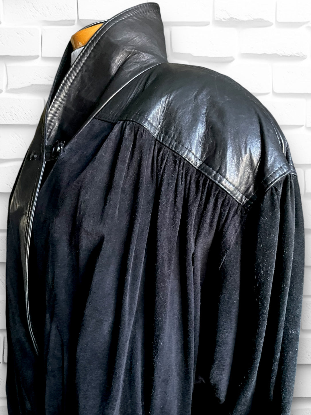 Vintage 1980’s Black Leather & Suede Puffy Oversized Jacket