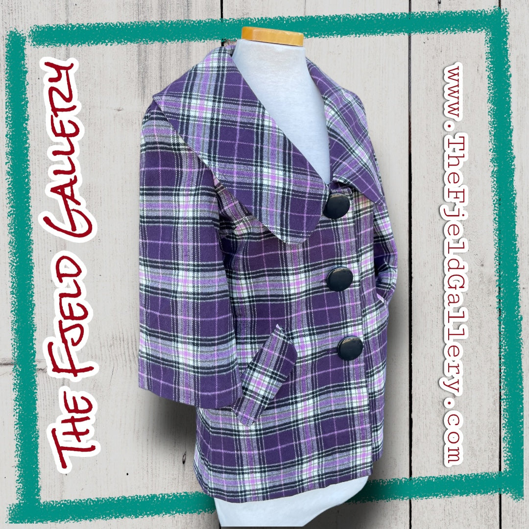 Vintage Early 00’s Purple, Pink & Green Plaid Kensie Girl 3/4 Coat