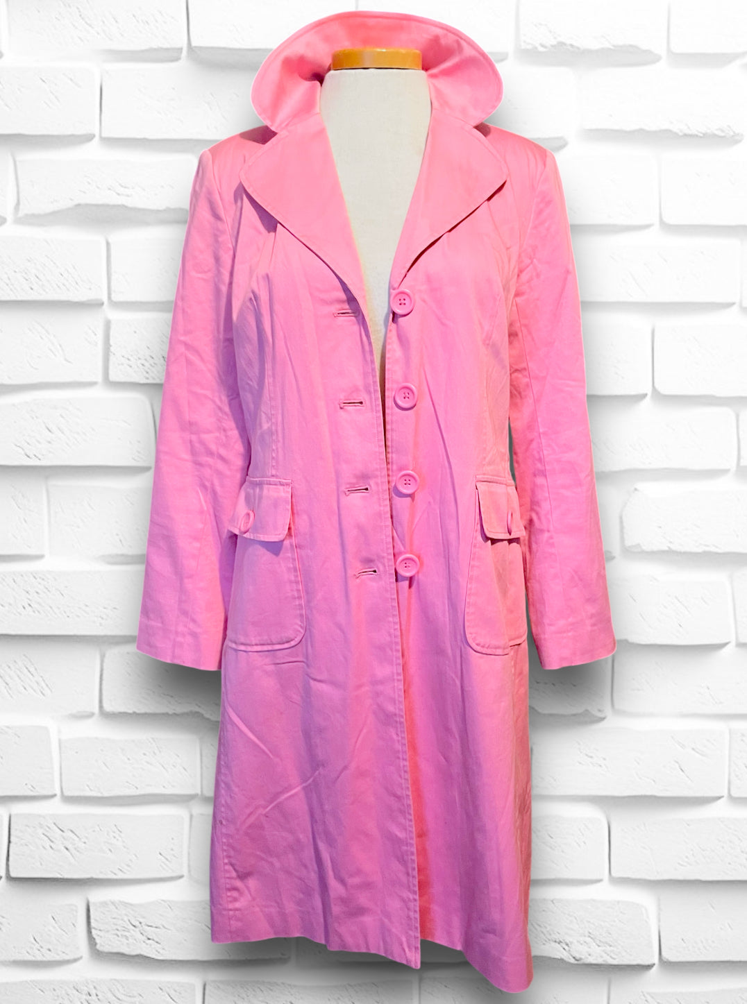 Vintage Baby Pink Long Trench Coat