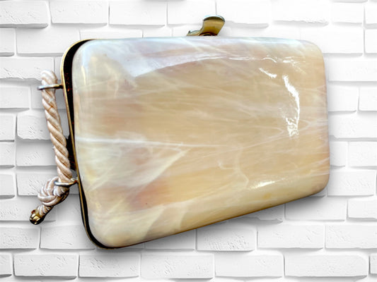 Vintage Marbled Lucite Italian Small Purse with Twisted Rope Handbag