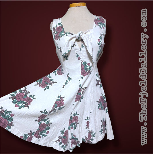 1990’s White & Purple Rose Print Tank Top Romper Jumpsuit
