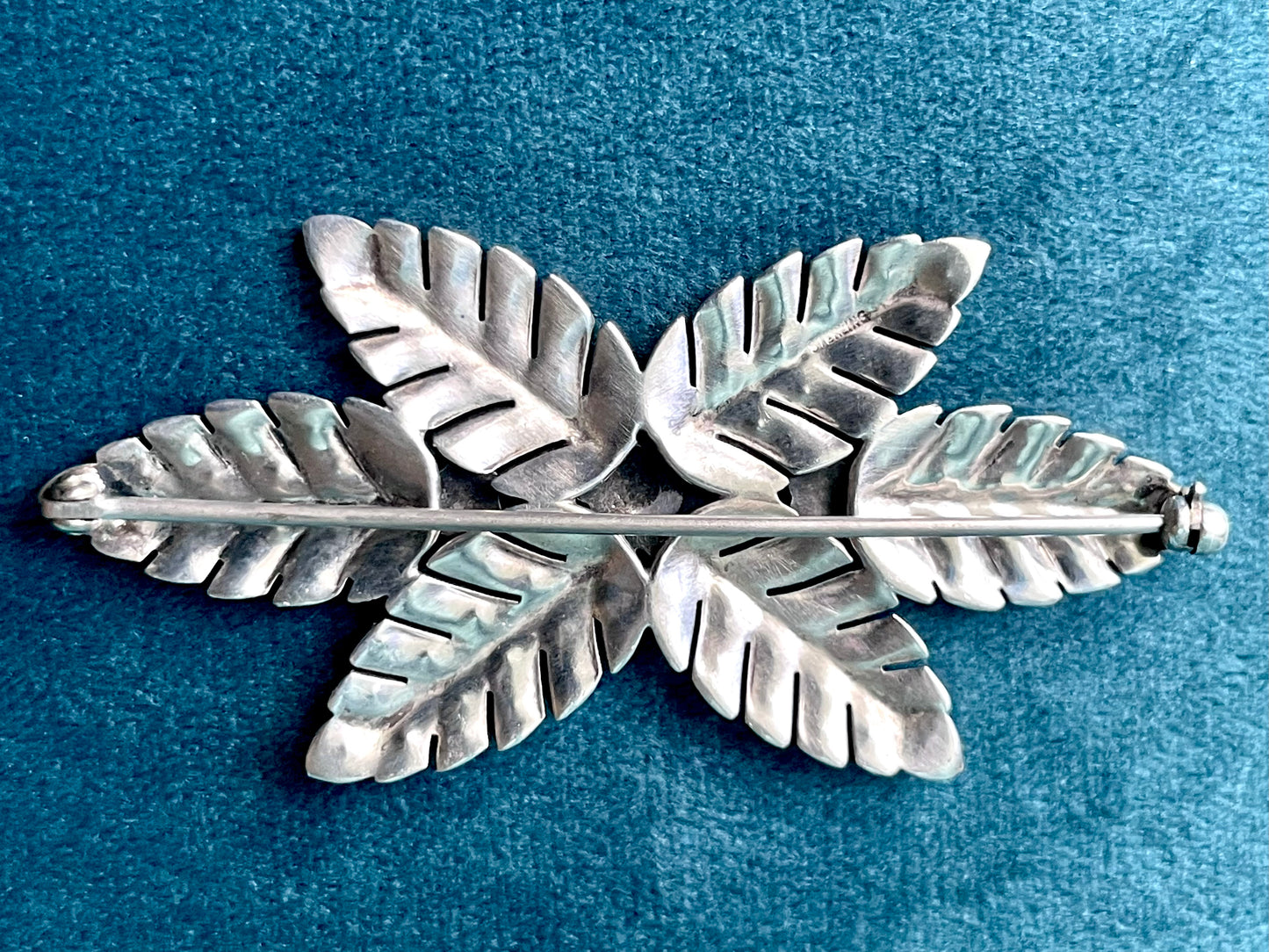 Sterling Silver & Marcasite Flower & Leaves Brooch