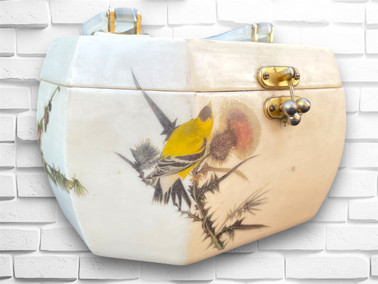 Vintage 1960’s Lucite Box Hodge Podge Purse with 3D Birds