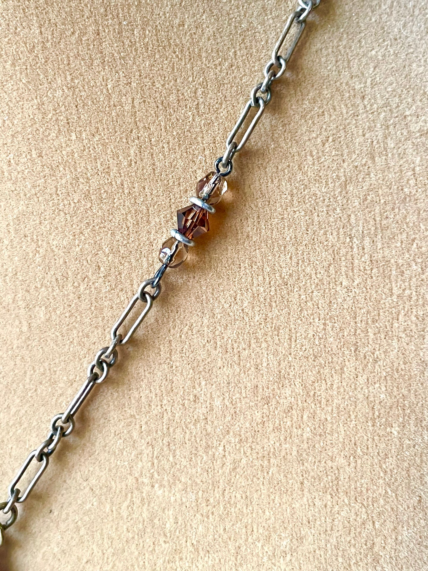 Art Deco Czech Brass Filigree Ruby Red Crystal Choker Necklace