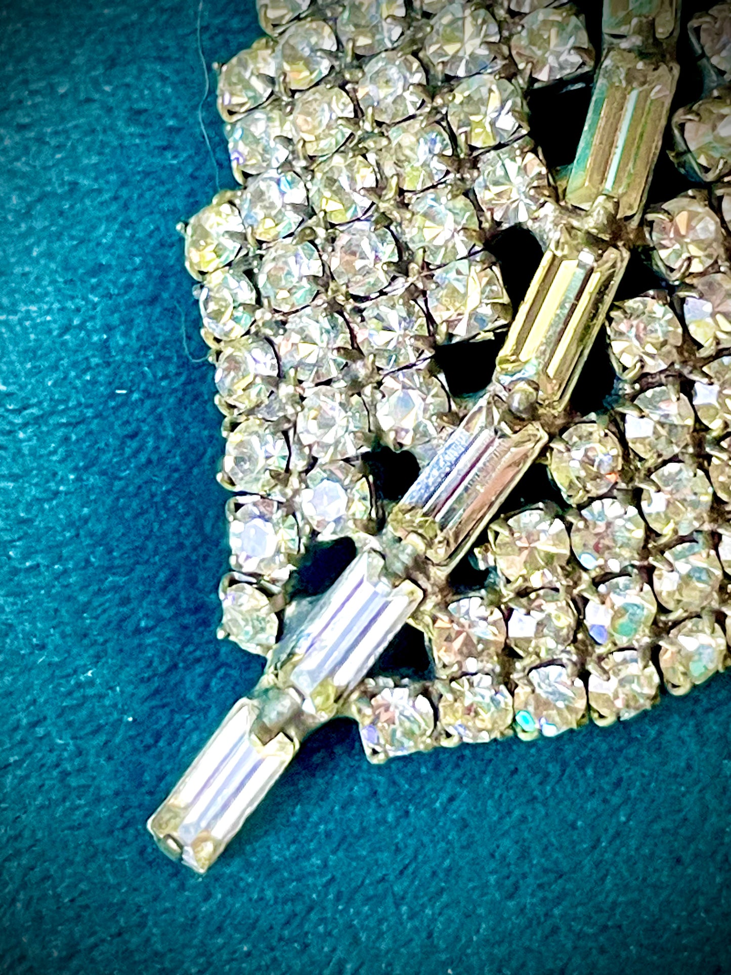 Juliana Vintage Crystal Rhinestone Silver Leaf Brooch