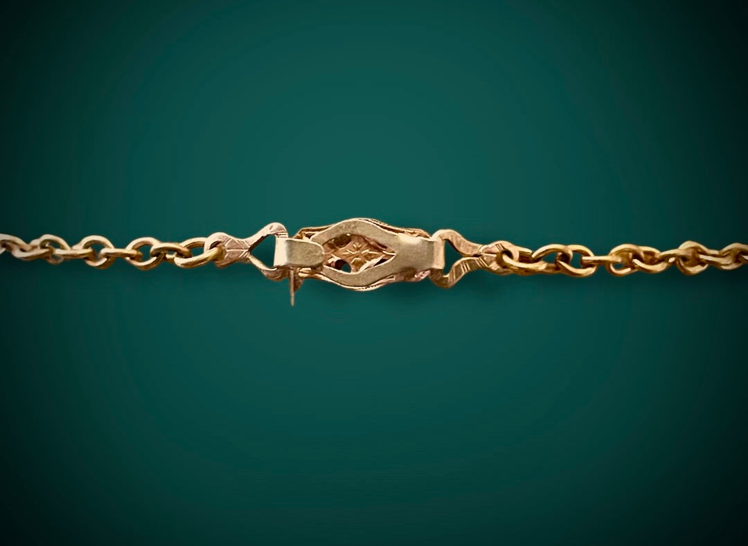 Victorian Rococo Geometric Gilded Brass Black Jet Art Glass Necklace