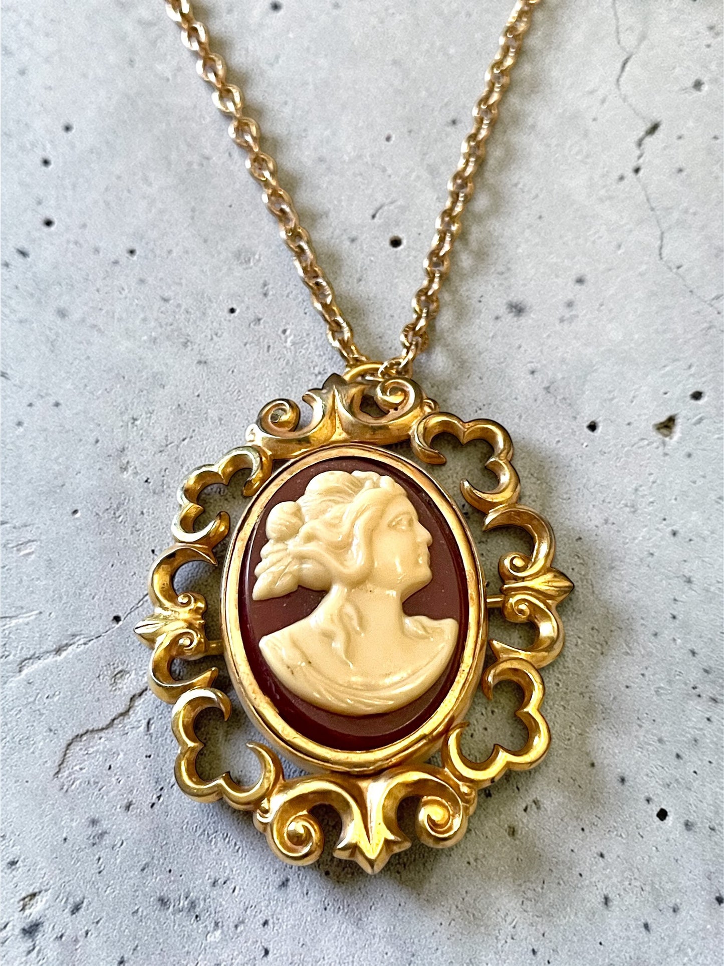 Victorian Spinning Cameo Photo Frame Pendant Necklace
