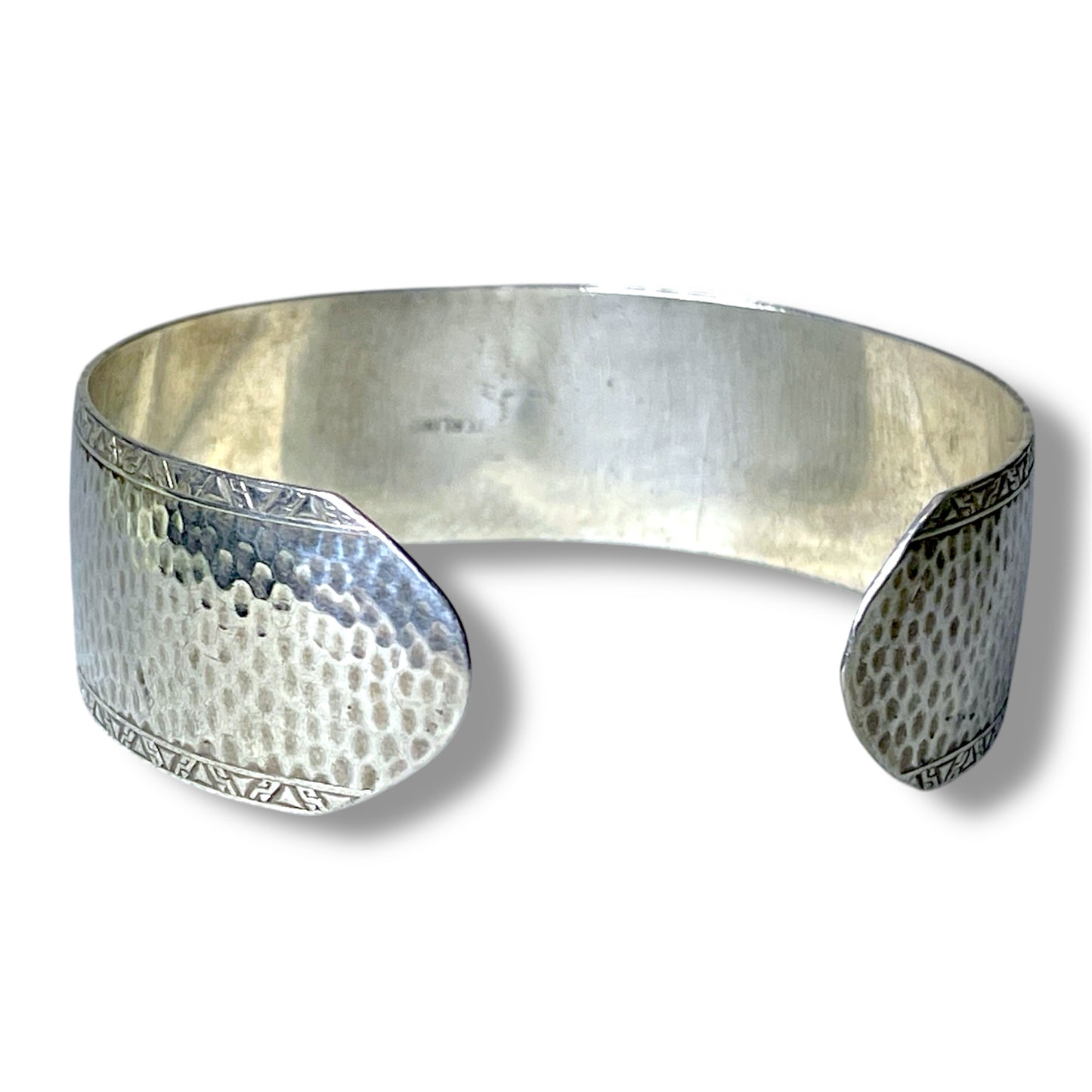 Vintage Hammer Finish Sterling Silver Wide Cuff Bracelet