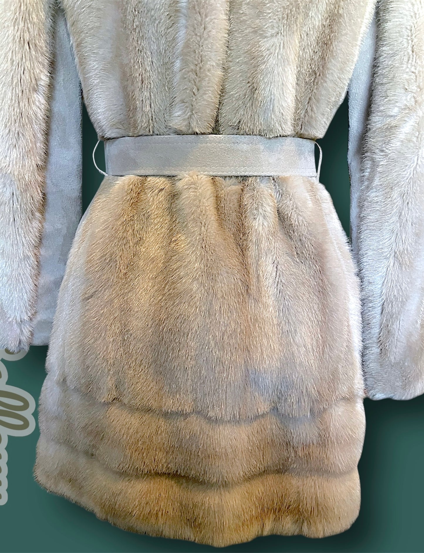 1960’s Tan Beige Suede Leather & Faux Fur Overcoat London Leather by Lilli Ann