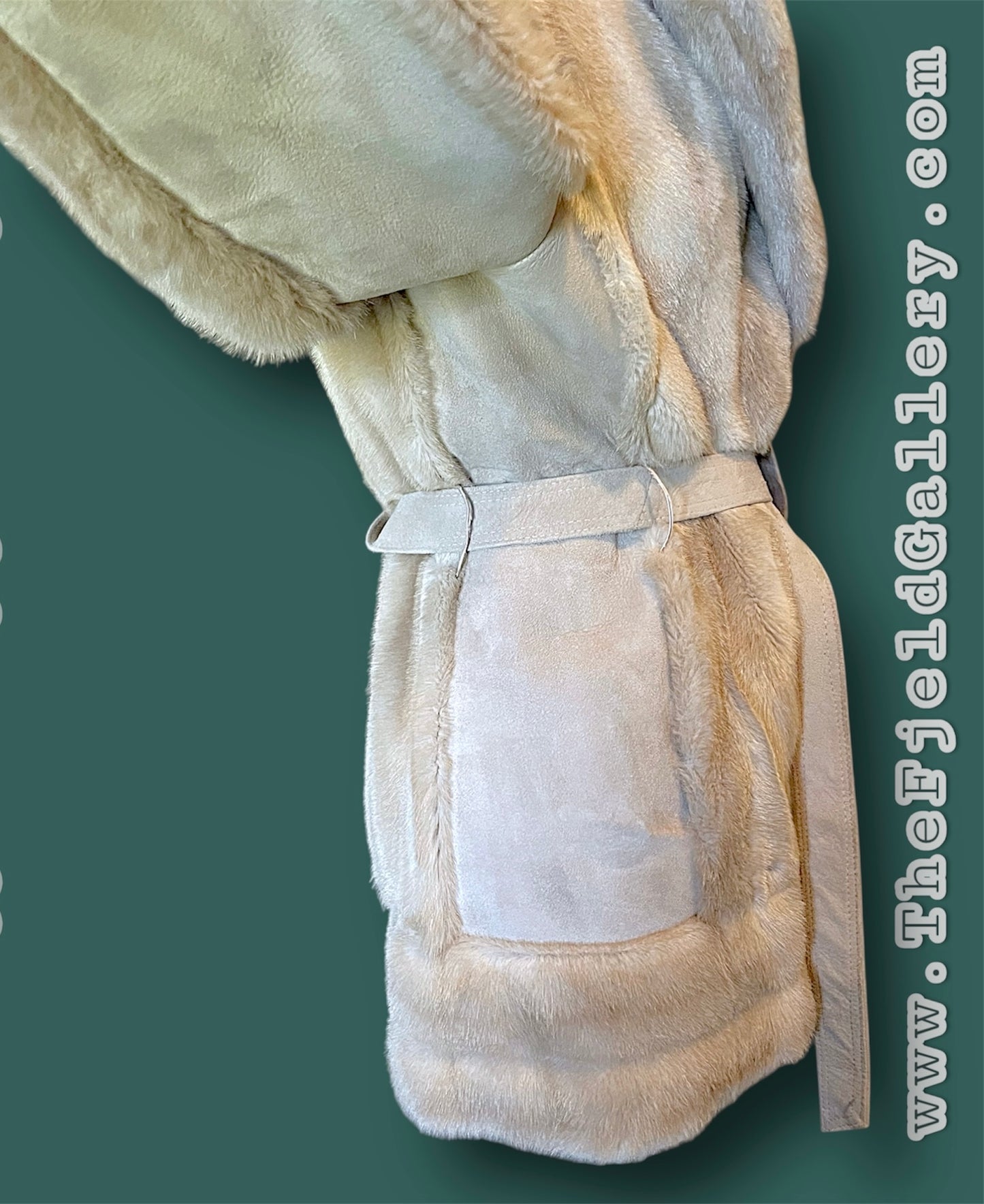 1960’s Tan Beige Suede Leather & Faux Fur Overcoat London Leather by Lilli Ann