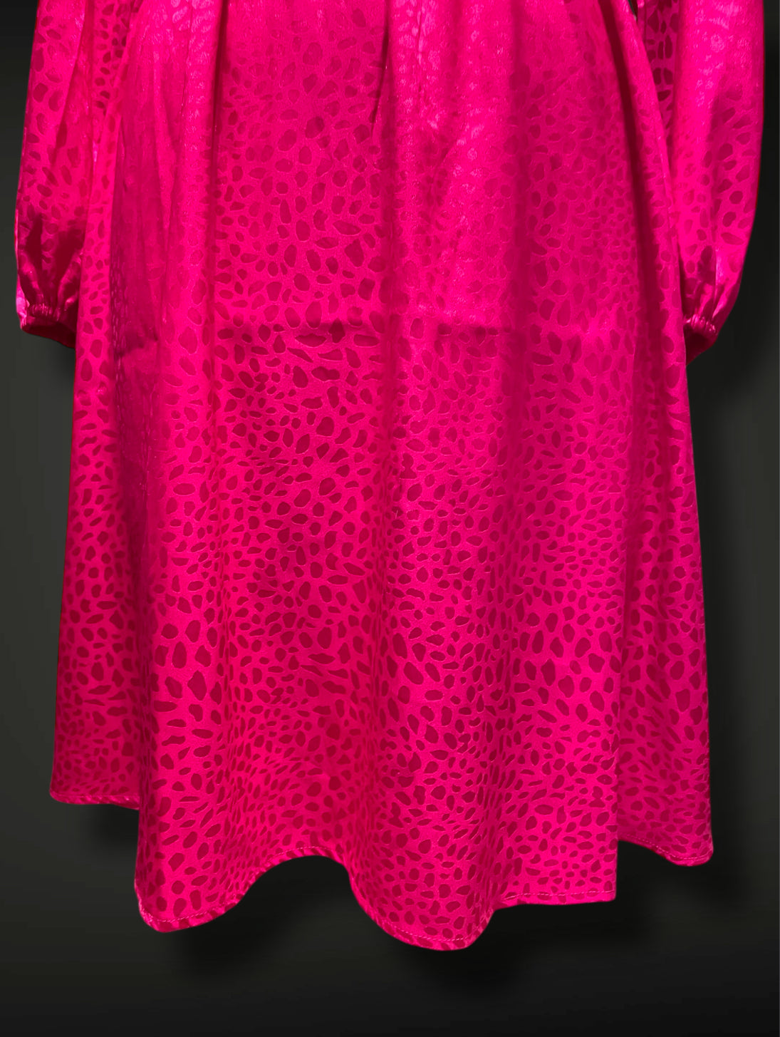 Vintage 1980’s Pink Magenta Shiny Leopard Print Elastic Waist Dress