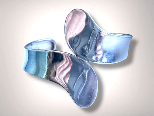 Vintage Minimalist Solid Sterling Silver Bypass Cuff Bracelet