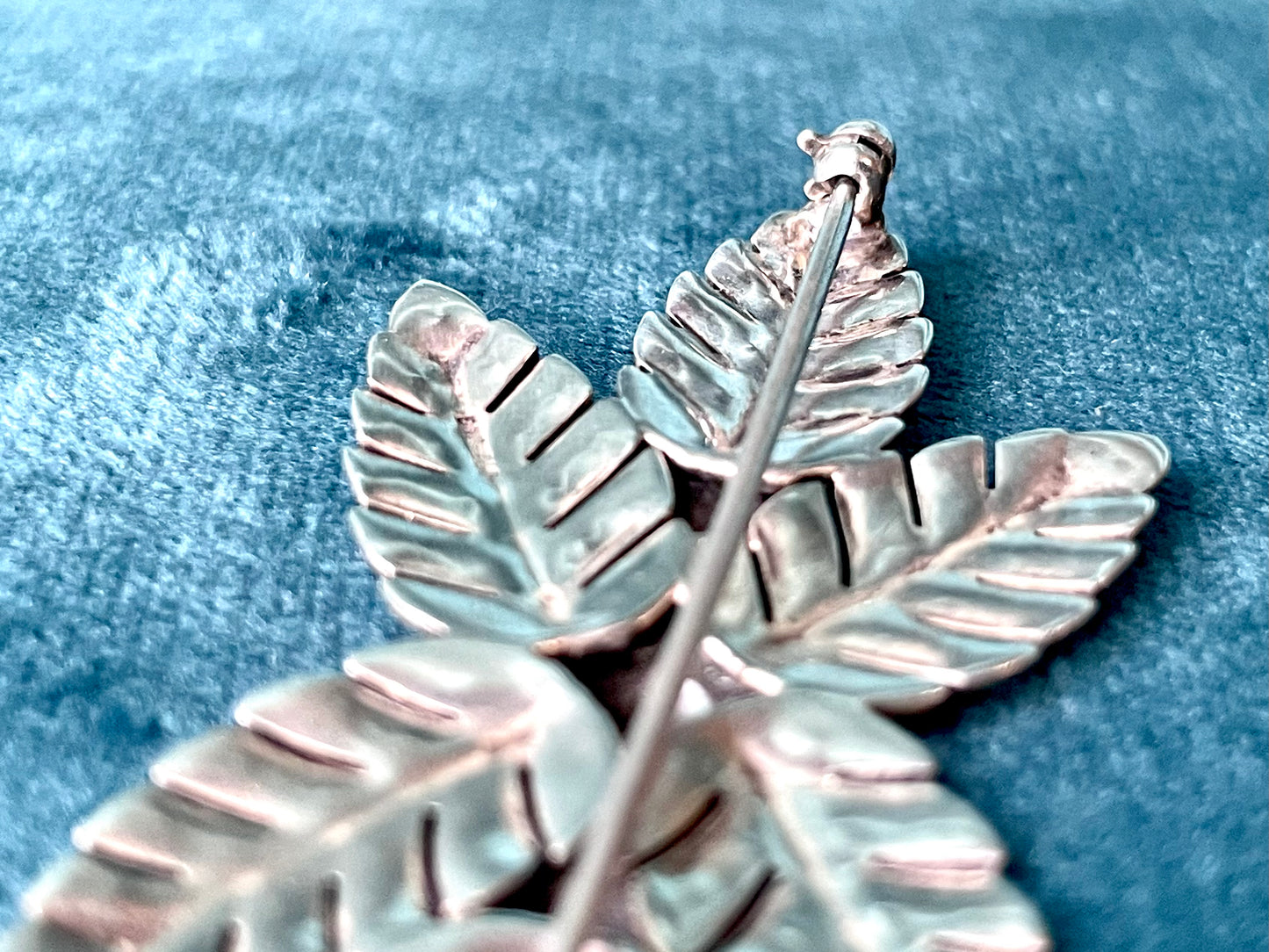 Sterling Silver & Marcasite Flower & Leaves Brooch