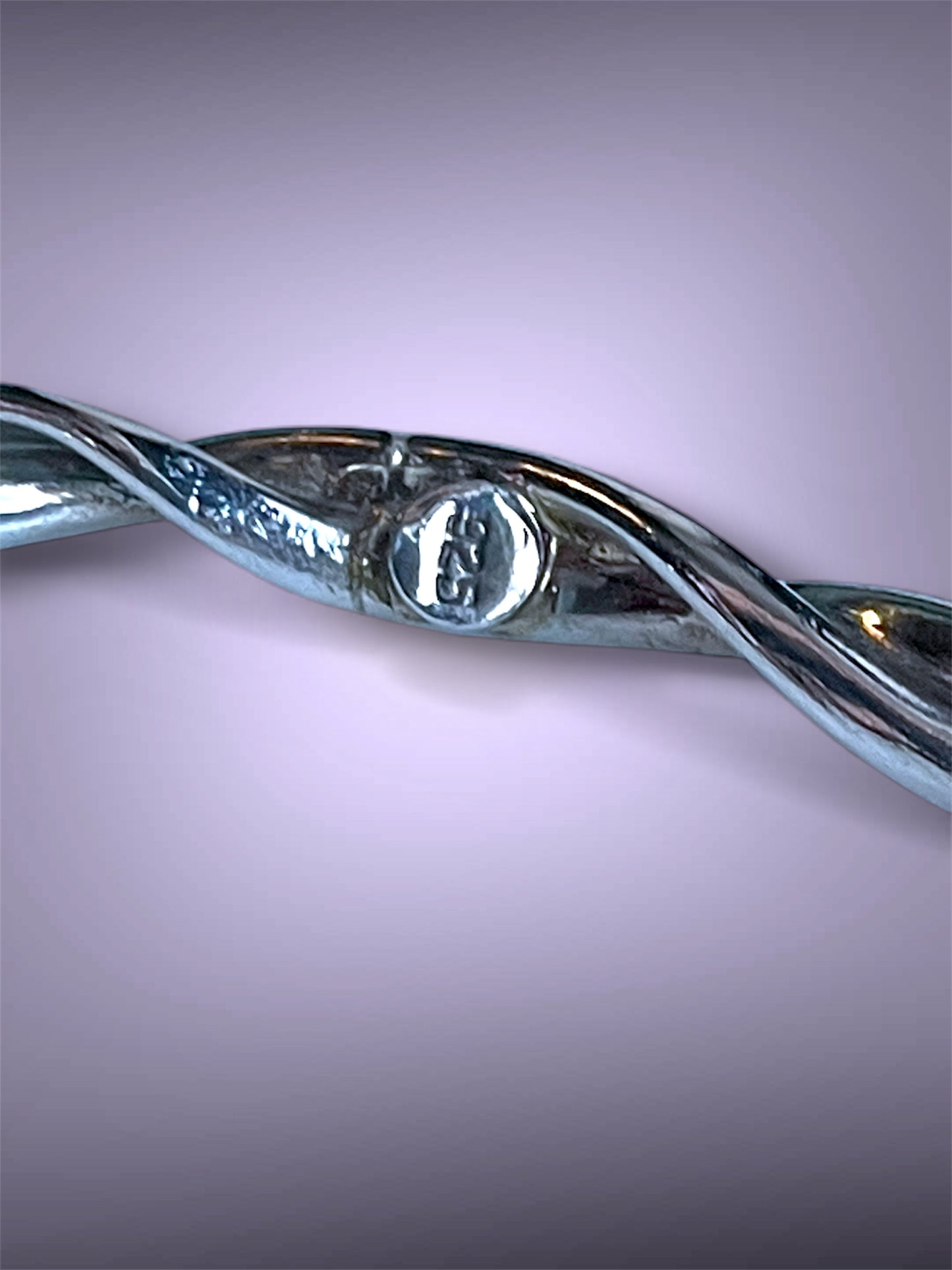 Vintage Mod Century Modern Solid Sterling Silver Twisted Bangle Bracelet