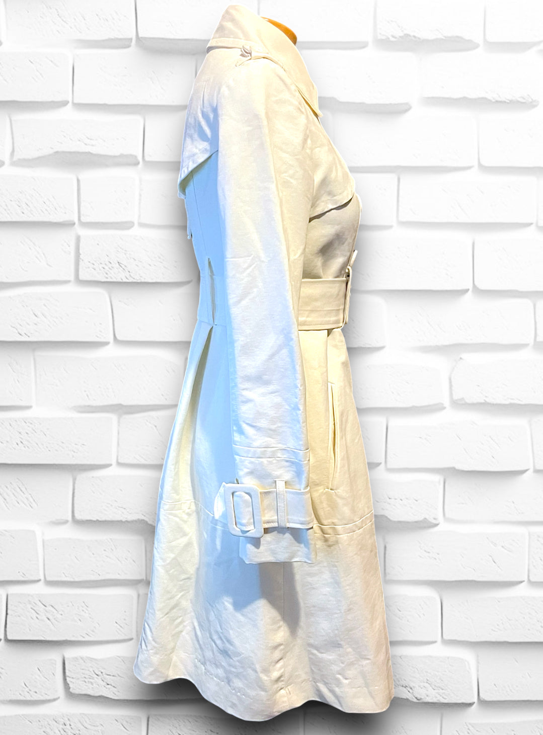 Vintage 1990’s XOXO Cream Dress Cut Belted Trench Coat