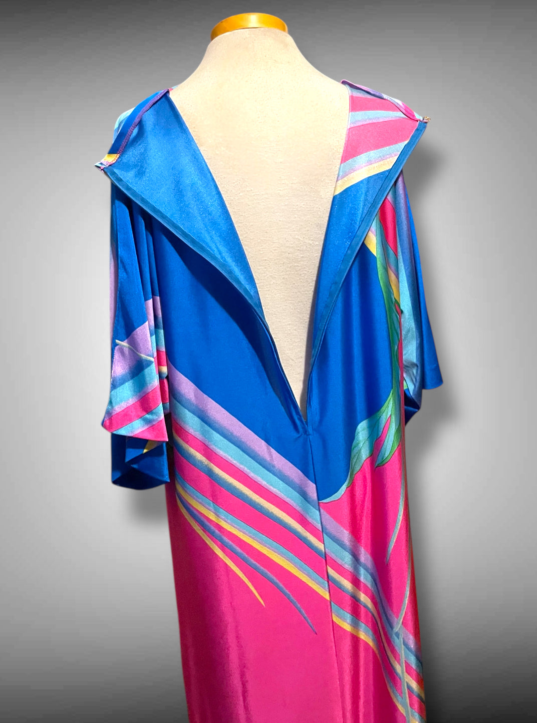 1960’s Belted Kaftan House Dress Tropical Retro Maxi Dress