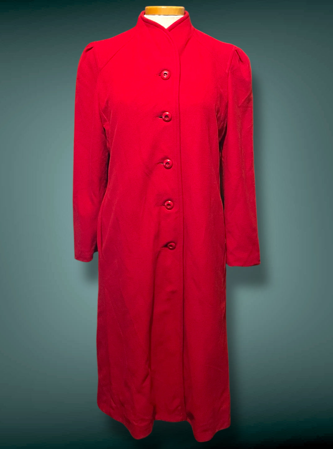 1960’s Red Faux Cashmere Long Wellington Overcoat