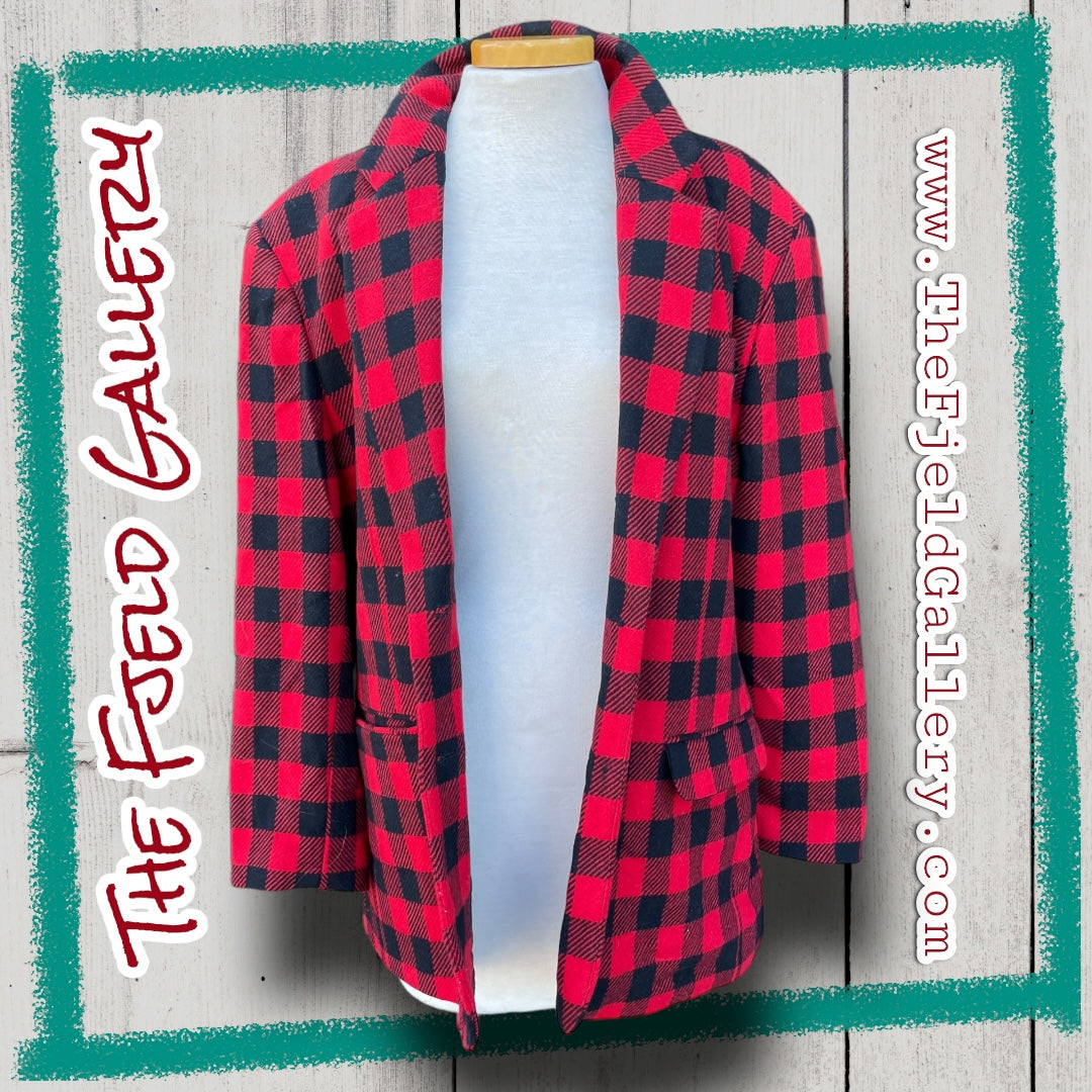 Vintage 1990’s Red & Black Plaid GAP Wool Blazer
