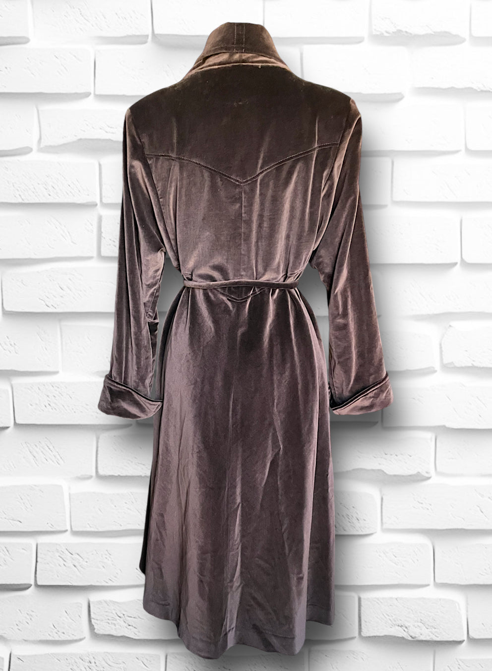 Vintage 1960’s Brown Velvet Robe Style Babydoll Long Overcoat