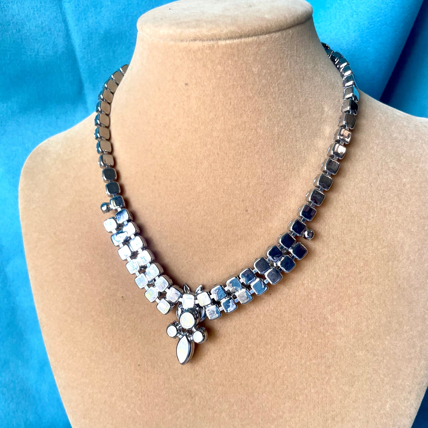 Weiss Designer Crystal Rhinestone Choker Necklace & Kramer Earrings Set