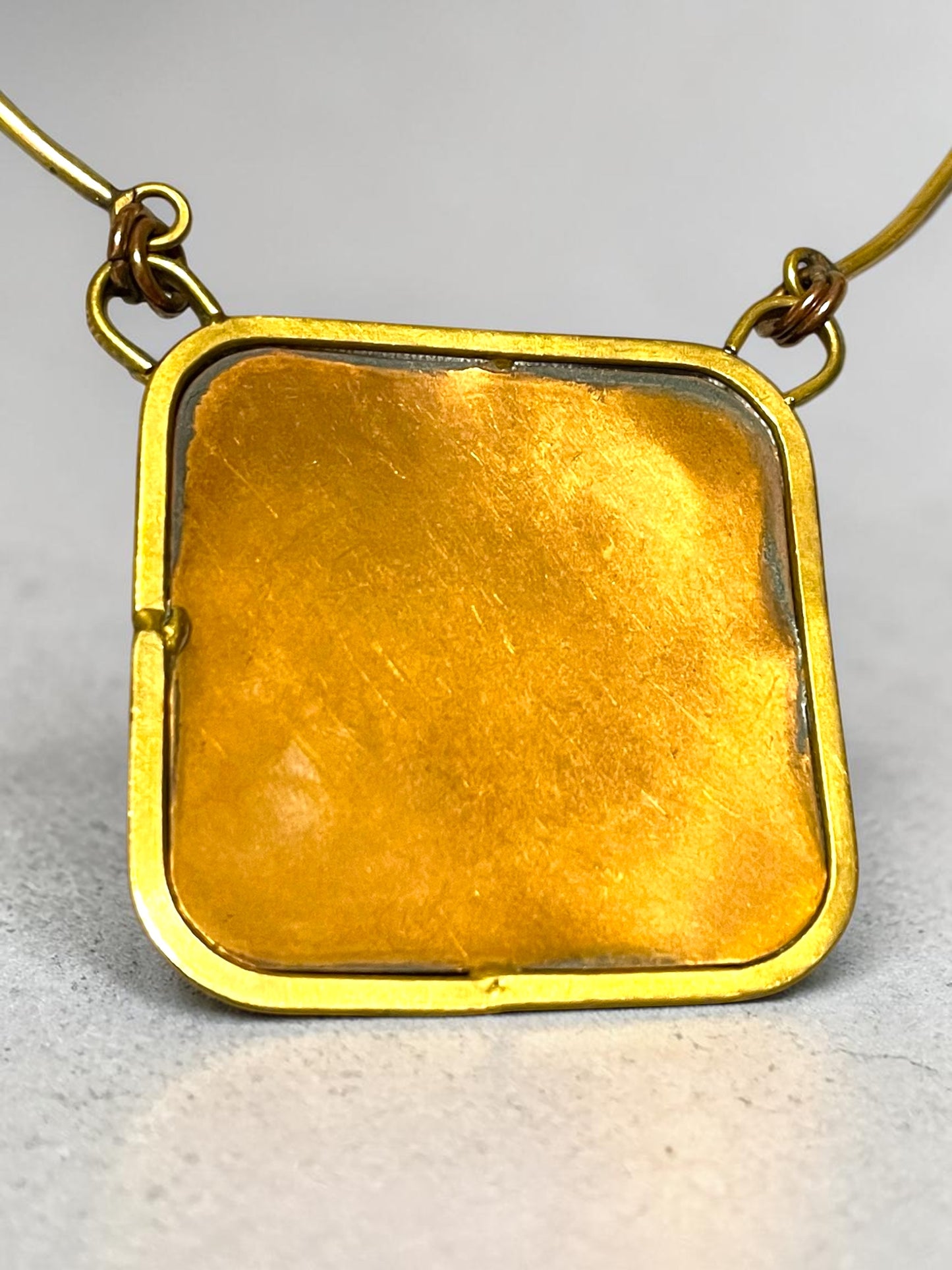 Brutalist Modern Mixed Metal Copper & Brass Mexican Chest Plate Necklace