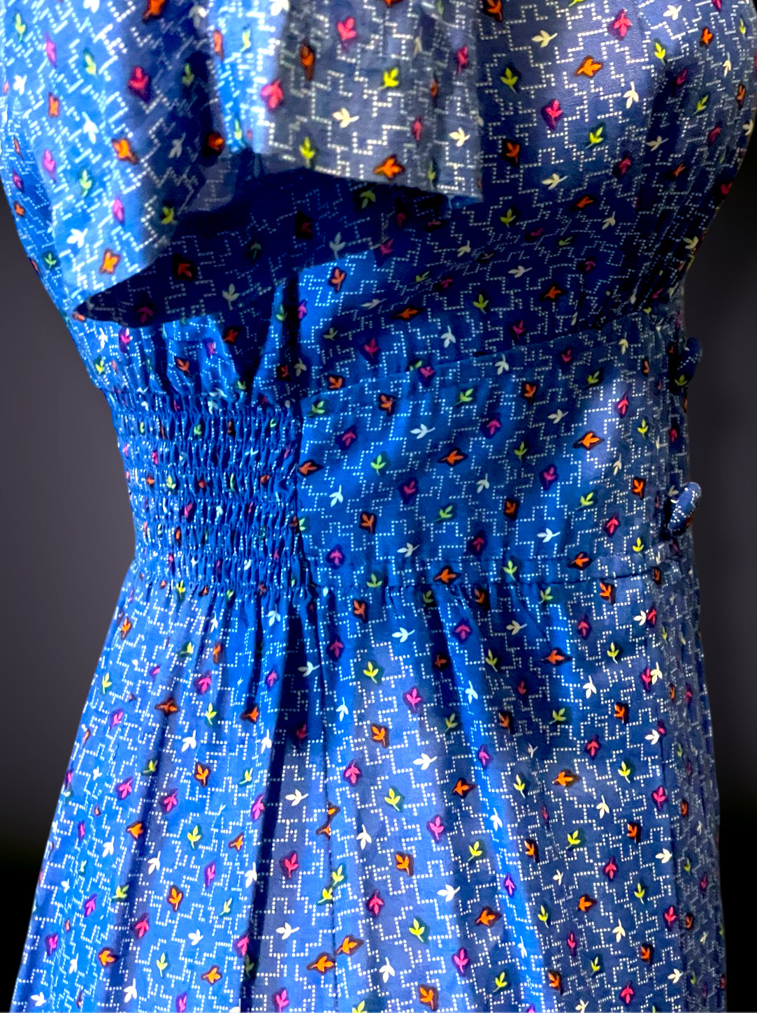 Vintage 1960’s Blue, Pink, Orange, Yellow & White Arrow Pattern Shift Dress