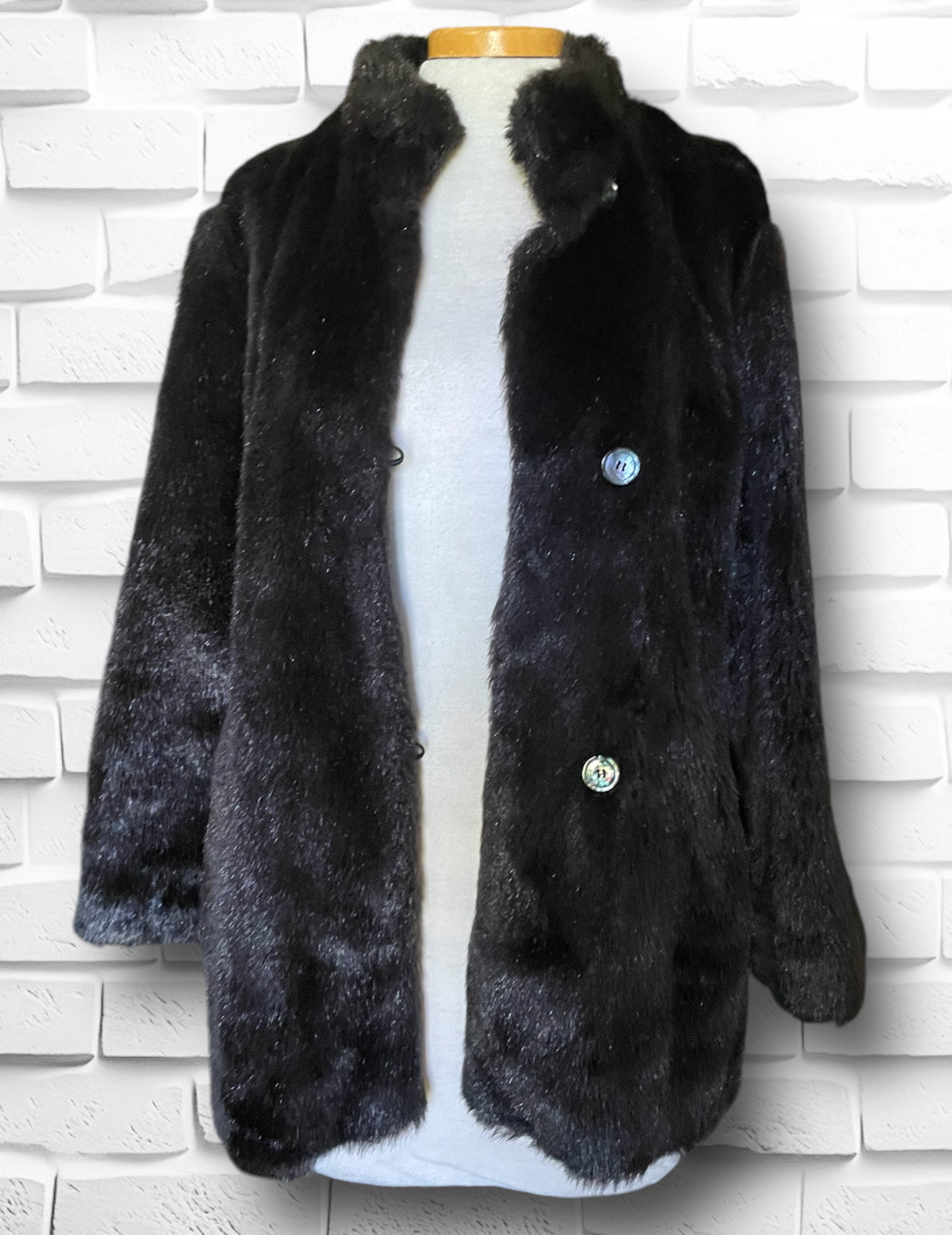 Vintage 1960’s Wiman Dark Brown Faux Fur Jacket with Abalone Buttons