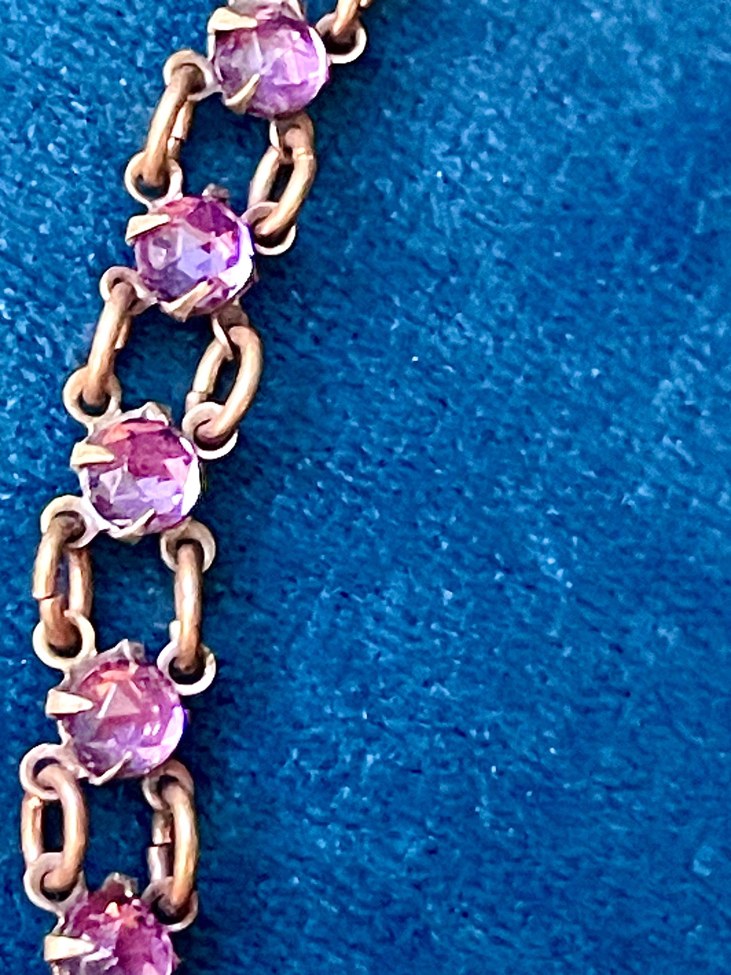 Victorian Book Link Purple Crystal Brass Filigree Choker Necklace