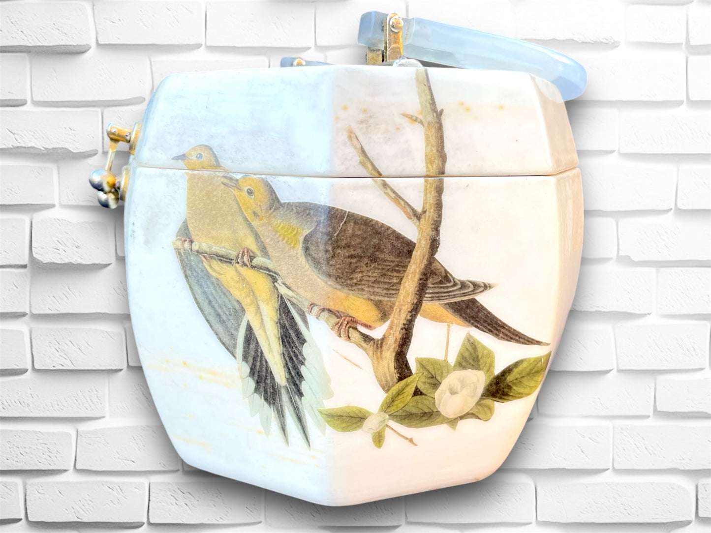 Vintage 1960’s Lucite Box Hodge Podge Purse with 3D Birds