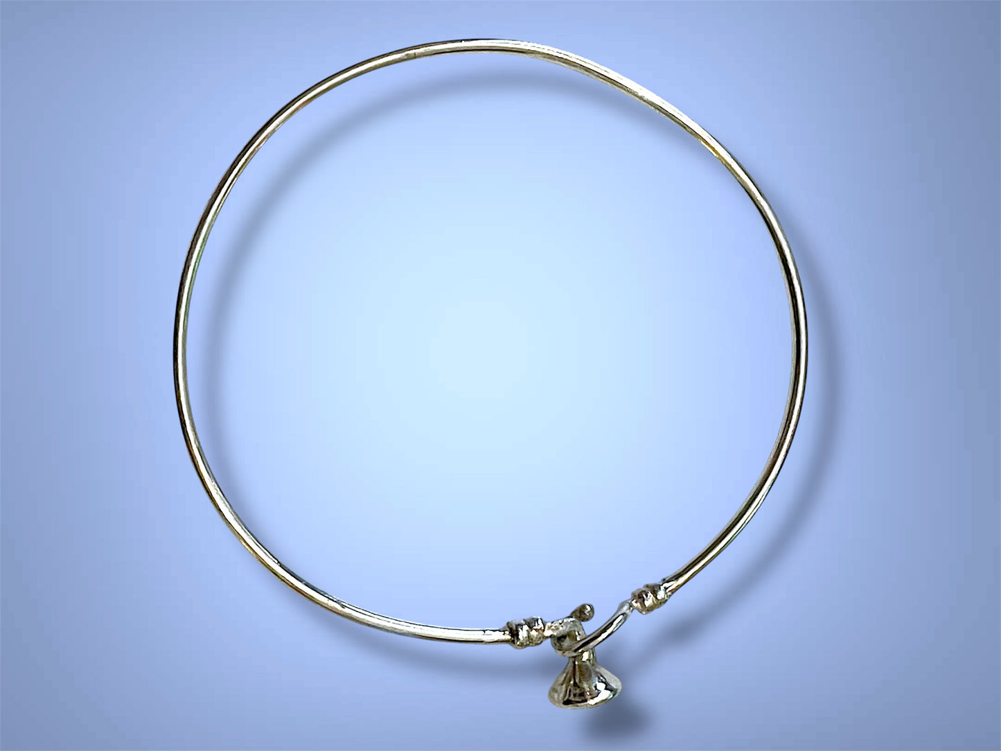 Vintage Sterling Silver Sparkling White Zircon Hook Bangle Bracelet