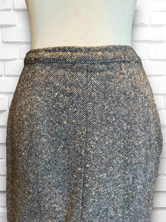 Vintage 1960’s Grey & Rainbow Speckled Wool A-Line Pencil Skirt